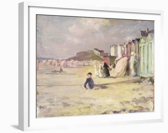 Figures Walking Beside a Line of Beach Huts-Philip Wilson Steer-Framed Giclee Print