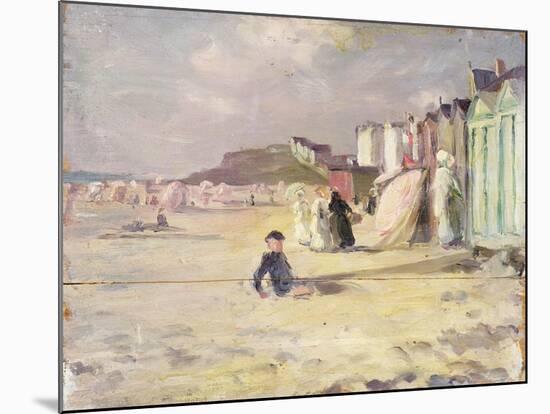 Figures Walking Beside a Line of Beach Huts-Philip Wilson Steer-Mounted Giclee Print