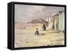 Figures Walking Beside a Line of Beach Huts-Philip Wilson Steer-Framed Stretched Canvas