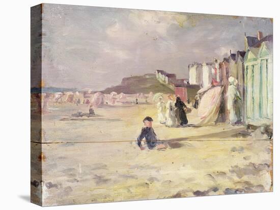 Figures Walking Beside a Line of Beach Huts-Philip Wilson Steer-Stretched Canvas