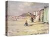 Figures Walking Beside a Line of Beach Huts-Philip Wilson Steer-Stretched Canvas