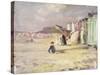 Figures Walking Beside a Line of Beach Huts-Philip Wilson Steer-Stretched Canvas