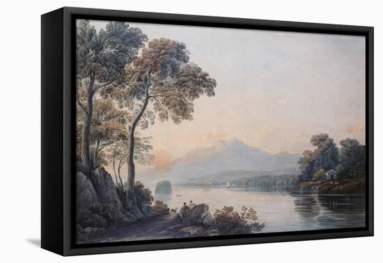 Figures with a Dog on the Banks of Lake Killarney watercolor-John Varley-Framed Stretched Canvas