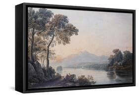 Figures with a Dog on the Banks of Lake Killarney watercolor-John Varley-Framed Stretched Canvas