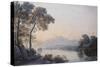 Figures with a Dog on the Banks of Lake Killarney watercolor-John Varley-Stretched Canvas