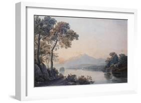 Figures with a Dog on the Banks of Lake Killarney watercolor-John Varley-Framed Giclee Print