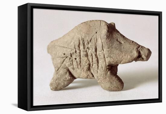 Figurine of a Small Boar, from Tappeh Sarab, Iran, circa 6th Millennium BC-Prehistoric-Framed Stretched Canvas