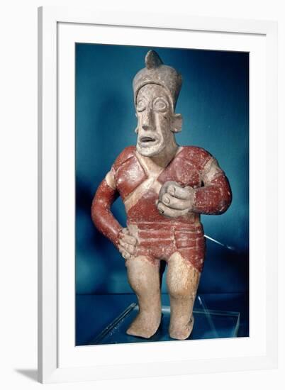 Figurine of a Tlachtli Player Wearing a Helmet, from Jalisco, Classic Period, 400-700-Mayan-Framed Giclee Print