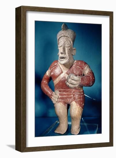 Figurine of a Tlachtli Player Wearing a Helmet, from Jalisco, Classic Period, 400-700-Mayan-Framed Giclee Print