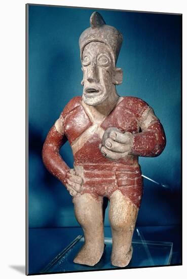 Figurine of a Tlachtli Player Wearing a Helmet, from Jalisco, Classic Period, 400-700-Mayan-Mounted Giclee Print