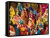 Figurines at the Saturday Market, Goa, India-Walter Bibikow-Framed Stretched Canvas