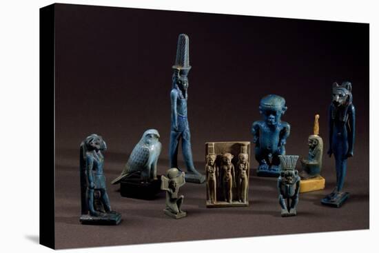 Figurines of Deities, Theris, Horus, Thoth, Maat, Sekhmet and Bes, Late Period-null-Stretched Canvas