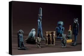 Figurines of Deities, Theris, Horus, Thoth, Maat, Sekhmet and Bes, Late Period-null-Stretched Canvas