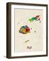 Fiji Watercolor Map-Michael Tompsett-Framed Art Print