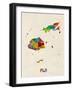 Fiji Watercolor Map-Michael Tompsett-Framed Art Print