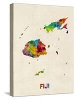 Fiji Watercolor Map-Michael Tompsett-Stretched Canvas