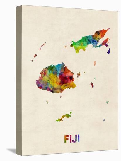 Fiji Watercolor Map-Michael Tompsett-Stretched Canvas