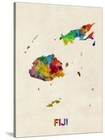 Fiji Watercolor Map-Michael Tompsett-Stretched Canvas