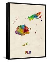 Fiji Watercolor Map-Michael Tompsett-Framed Stretched Canvas