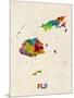 Fiji Watercolor Map-Michael Tompsett-Mounted Art Print