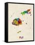 Fiji Watercolor Map-Michael Tompsett-Framed Stretched Canvas