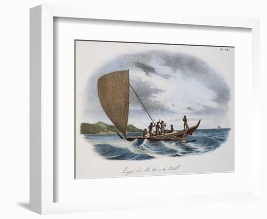 Fijian Sailing Canoe, Colour, 19th Century-null-Framed Giclee Print