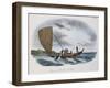 Fijian Sailing Canoe, Colour, 19th Century-null-Framed Giclee Print