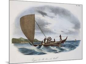 Fijian Sailing Canoe, Colour, 19th Century-null-Mounted Giclee Print