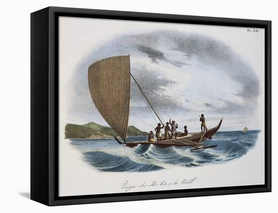 Fijian Sailing Canoe, Colour, 19th Century-null-Framed Stretched Canvas