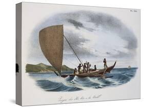 Fijian Sailing Canoe, Colour, 19th Century-null-Stretched Canvas