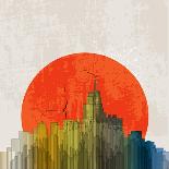 Apocalyptic Retro Poster. Sunset. Grunge Background.-file404-Art Print