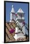 Filigreed chimney pots and Bougainvillea, Algarve, Portugal, Europe-Stuart Black-Framed Photographic Print