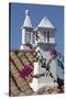 Filigreed chimney pots and Bougainvillea, Algarve, Portugal, Europe-Stuart Black-Stretched Canvas