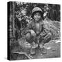 Filipino Boy Travelling with American Soldiers of 33rd Inf. Div. During Fight to Regain Philippines-Carl Mydans-Stretched Canvas