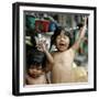 Filipino Children React as They Get a Shower Outside Their Homes-null-Framed Premium Photographic Print