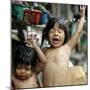 Filipino Children React as They Get a Shower Outside Their Homes-null-Mounted Premium Photographic Print