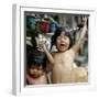 Filipino Children React as They Get a Shower Outside Their Homes-null-Framed Photographic Print
