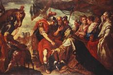 Coriolanus Persuaded by His Family to Raise the Siege of Rome, C.1660-61-Filippo Abbiati-Stretched Canvas