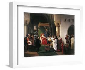 Filippo Maria Visconti, Duke of Milan Returns Crown to Kings of Aragona and of Navarra-Francesco Hayez-Framed Giclee Print