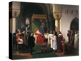 Filippo Maria Visconti, Duke of Milan Returns Crown to Kings of Aragona and of Navarra-Francesco Hayez-Stretched Canvas