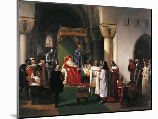 Filippo Maria Visconti, Duke of Milan Returns Crown to Kings of Aragona and of Navarra-Francesco Hayez-Mounted Giclee Print