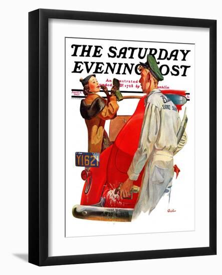 "Fill'er Up," Saturday Evening Post Cover, April 3, 1937-McCauley Conner-Framed Giclee Print