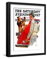 "Fill'er Up," Saturday Evening Post Cover, April 3, 1937-McCauley Conner-Framed Giclee Print