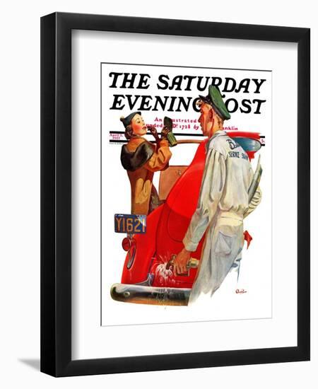 "Fill'er Up," Saturday Evening Post Cover, April 3, 1937-McCauley Conner-Framed Giclee Print