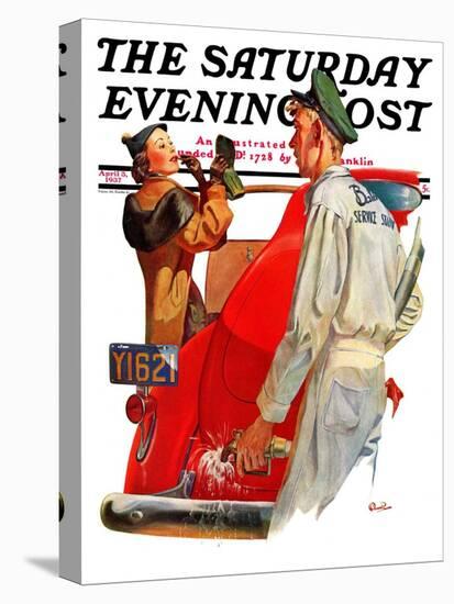 "Fill'er Up," Saturday Evening Post Cover, April 3, 1937-McCauley Conner-Stretched Canvas