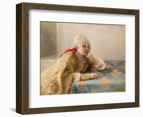 Fille De Boyard (Boiar) - Boyar's Daughter, by Lebedev, Klavdi (Klavdy) (1852-1916). Oil on Canvas,-Klavdiy Vasilievich Lebedev-Framed Giclee Print