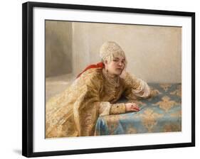 Fille De Boyard (Boiar) - Boyar's Daughter, by Lebedev, Klavdi (Klavdy) (1852-1916). Oil on Canvas,-Klavdiy Vasilievich Lebedev-Framed Giclee Print