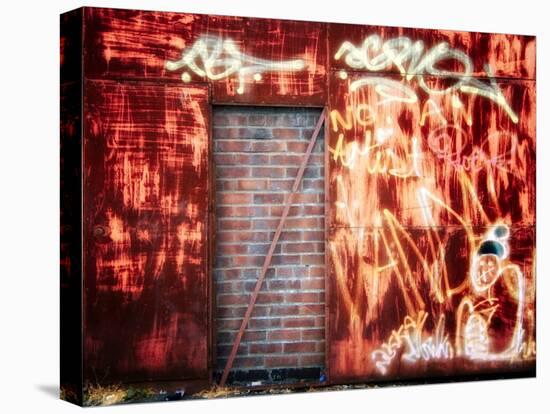 Filled in Derelict Door with Red Brickwork and Graffiti-Clive Nolan-Stretched Canvas