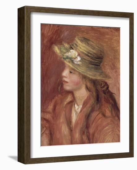 Fillette au chapeau de paille-Pierre-Auguste Renoir-Framed Giclee Print