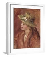 Fillette au chapeau de paille-Pierre-Auguste Renoir-Framed Giclee Print